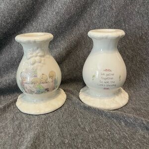 Precious Moments Porcelain Candle Stick Holders